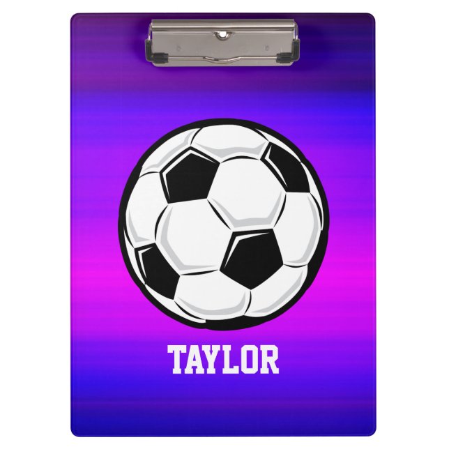Soccer Ball; Vibrant Violet Blue and Magenta Clipboard (Front)