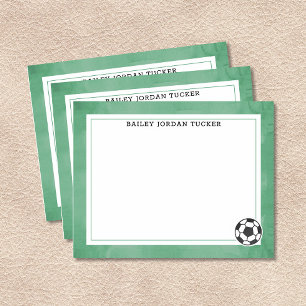Soccer Ball Watercolor Green Stationery Card