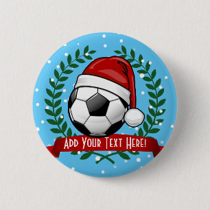 Soccer Ball Wearing a Santa Hat Christmas 6 Cm Round Badge