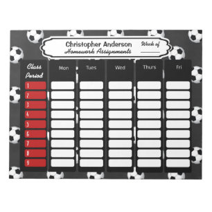 Soccer Ball Weekly Homework Assignment Notepad