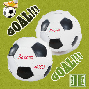 Soccer Ball White and Black Futbol Sports Theme Round Cushion