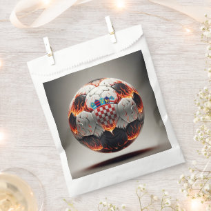 Soccer ball with flames and Croatian flag Favour Bags