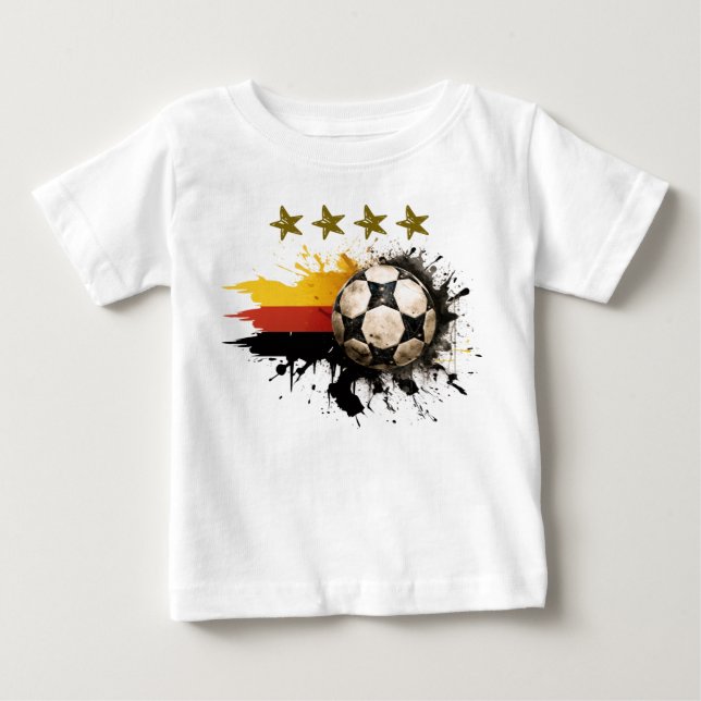 Soccer ball with German Flag and four golden Stars Baby T-Shirt (Front)