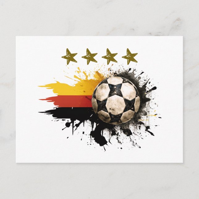 Soccer ball with German Flag and four golden Stars Postcard (Front)