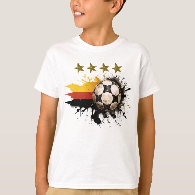 Soccer ball with German Flag and four golden Stars T-Shirt (Front)
