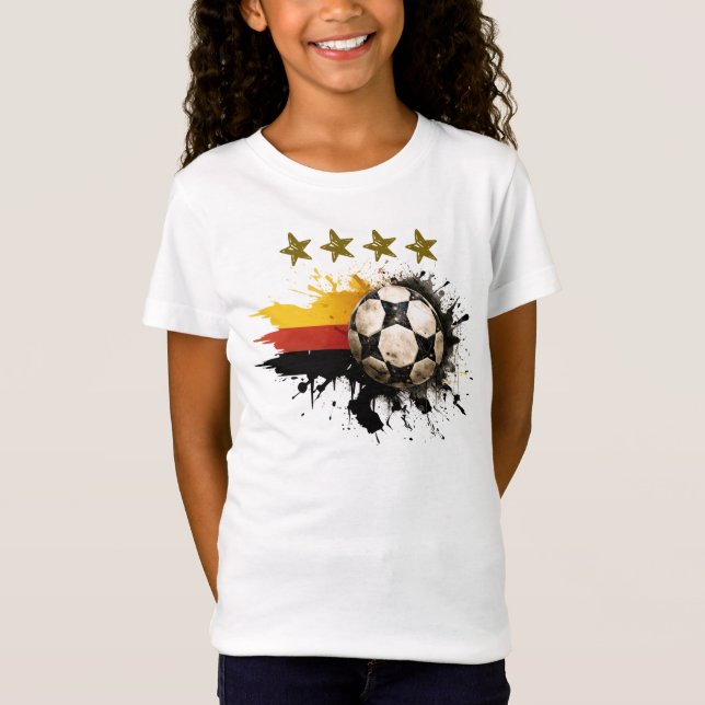 Soccer ball with German Flag and four golden Stars T-Shirt (Front)