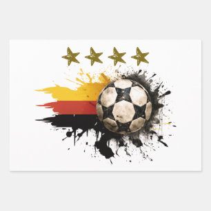 Soccer ball with German Flag and four golden Stars Wrapping Paper Sheet