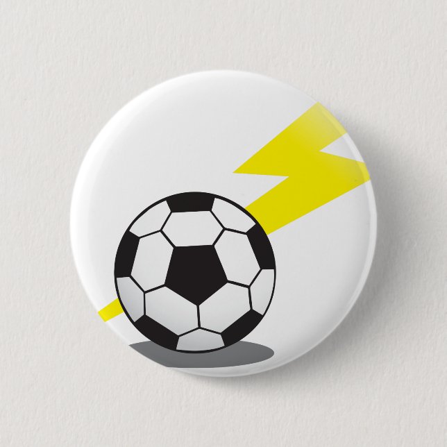 Soccer ball with lightning bolt 6 cm round badge (Front)