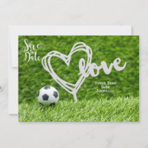 Soccer ball with love for wedding save the date