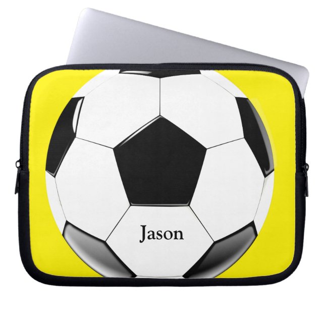 Soccer Ball with Name Laptop Electronics Bag (Front)