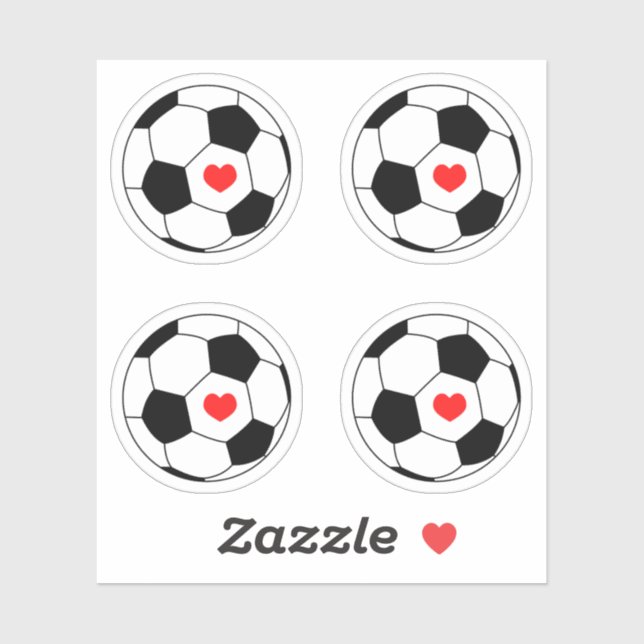 Soccer ball with red heart pack (Sheet)