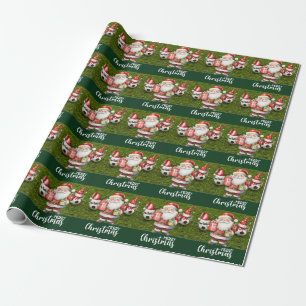 Soccer Ball with Santa Hat Wrapping Paper