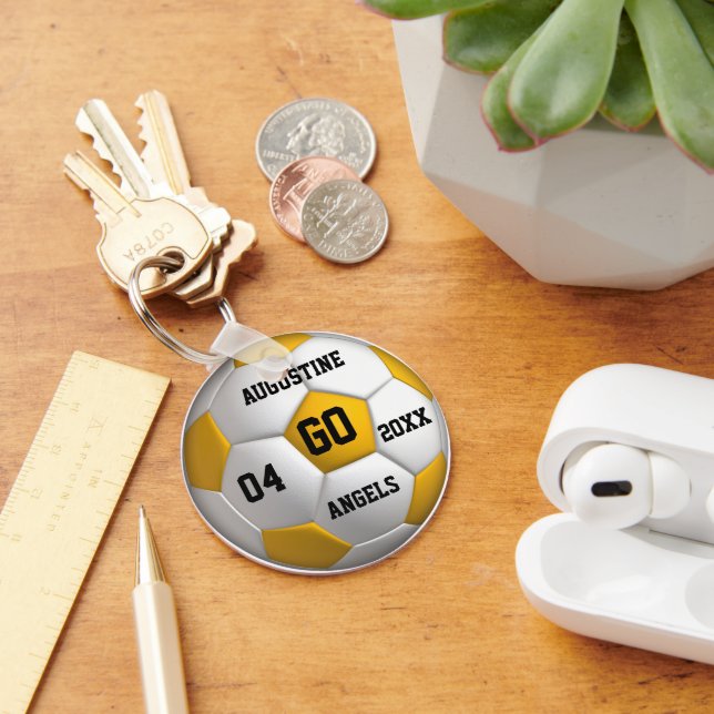 Soccer Ball yellow and white Keychain (Desk)