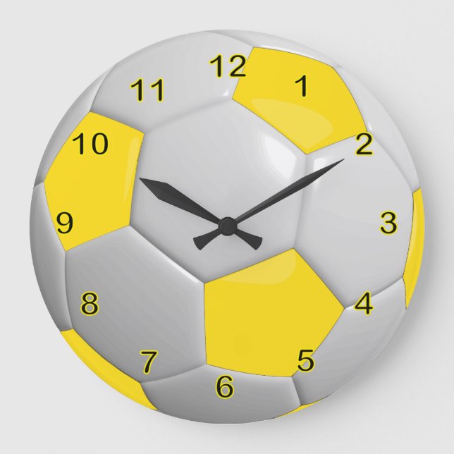 Soccer Ball | Yellow Large Clock (Front)