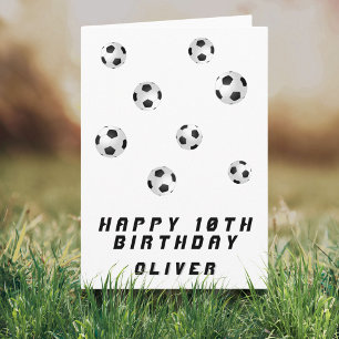 Soccer Balls Black and White Boy Happy Birthday Card