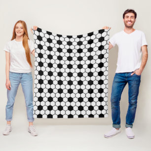 Soccer Balls Black and White Custom Fleece Blanket