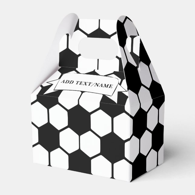 Soccer Balls Black and White Custom Name Favour Box (Front Side)