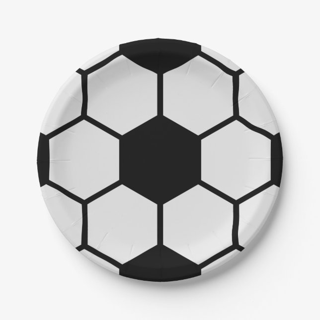 Soccer Balls Black and White Custom Paper Plate (Front)