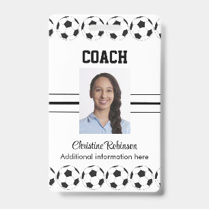 Soccer balls coach badge ID badge