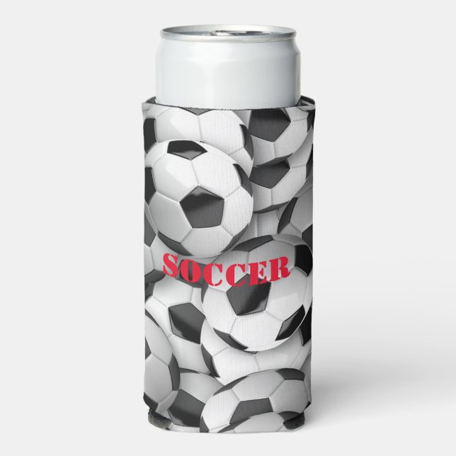 Soccer Balls Design Seltzer Can Cooler (Seltzer Front)