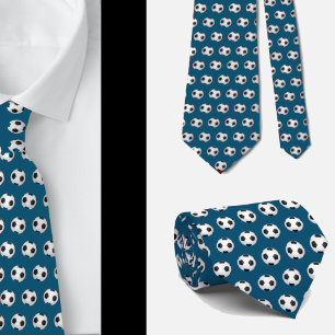 Soccer Balls Football Futbol Black and White Blue Tie