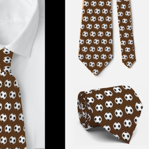 Soccer Balls Football Futbol Black and White Brown Tie