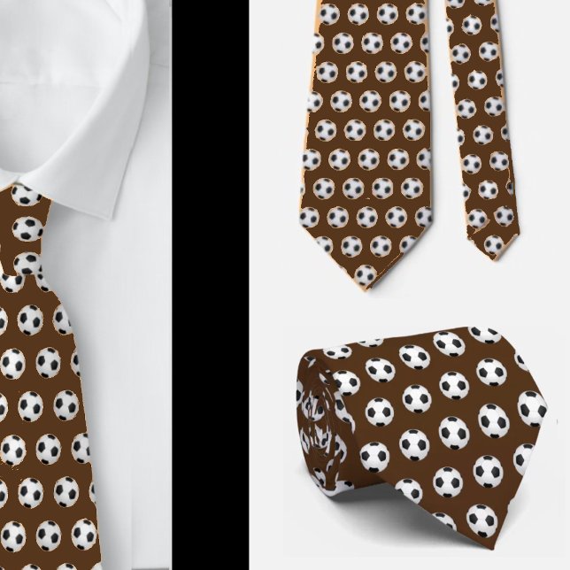Soccer Balls Football Futbol Black and White Brown Tie (Creator Uploaded)