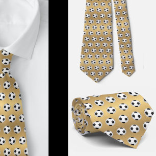 Soccer Balls Football Futbol Black and White Gold Tie