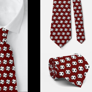 Soccer Balls Football Futbol Black and White Red Tie