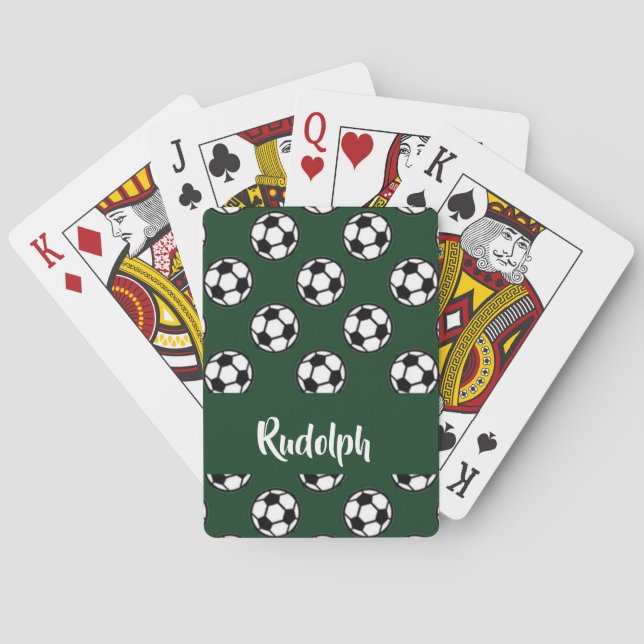 Soccer balls green pattern playing cards (Back)
