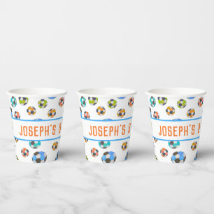 Soccer Balls Kids Birthday Paper Cups