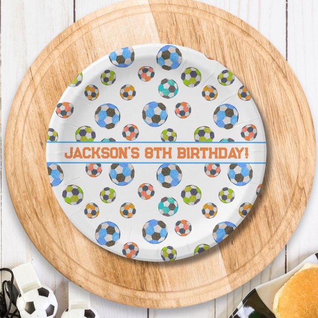 Soccer Balls Kids Birthday  Paper Plate (Creator Uploaded)