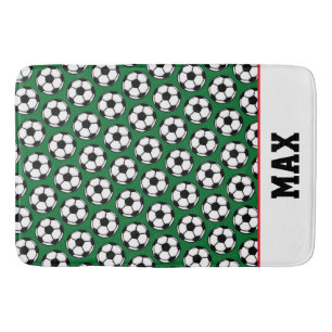 Soccer Balls Kids NAME Sports Decor Fun Bath Mat
