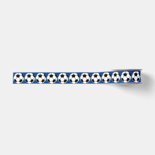 Soccer Balls on Blue Grossgrain Ribbon Grosgrain Ribbon