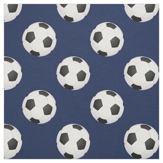 Soccer balls on blue, pattern fabric (Swatch)