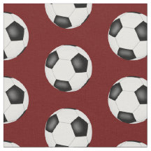soccer balls on dark red sports pattern