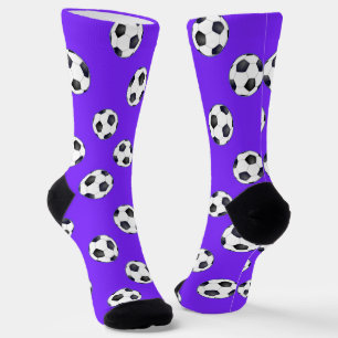 Soccer balls on purple socks