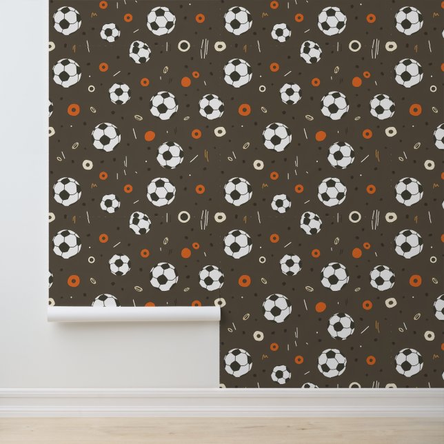 Soccer Balls Pattern with Orange Accents Wallpaper (Application)