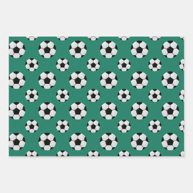 Soccer Balls Pattern Wrapping Paper Sheet (Front)