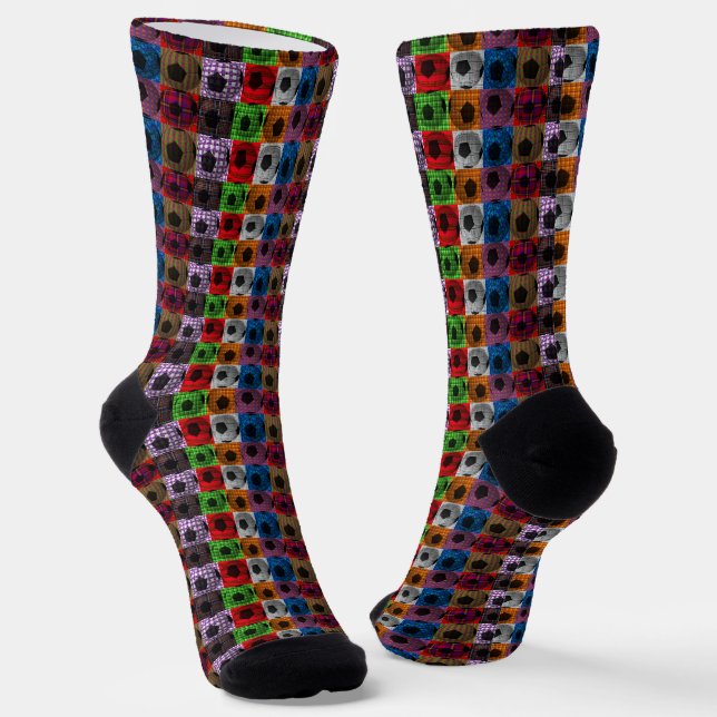 Soccer Balls Pop Art, Crew Socks (Angled)