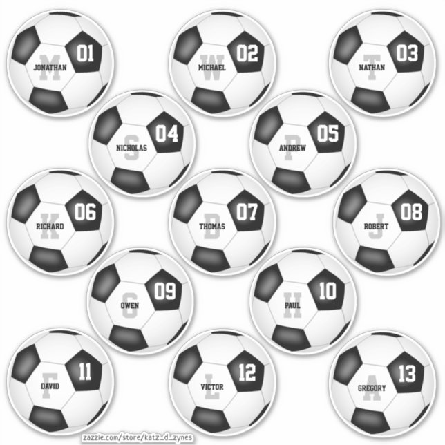 soccer balls set of 13 individually personalised (Front)