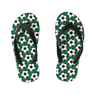 Soccer Balls Sports Green Black White Kids Kid's Jandals