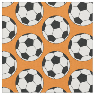 Soccer Balls Sports Orange Fabric