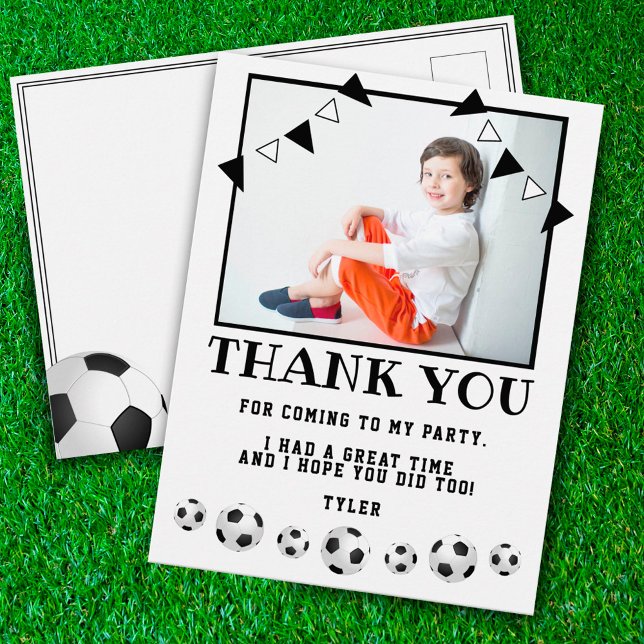 Soccer Balls Sports Photo Birthday Thank you Postcard (Creator Uploaded)
