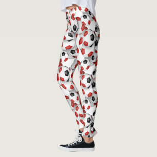 soccer balls with girls team colors maroon black  leggings