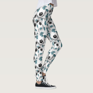 soccer balls with teal black team colors leggings