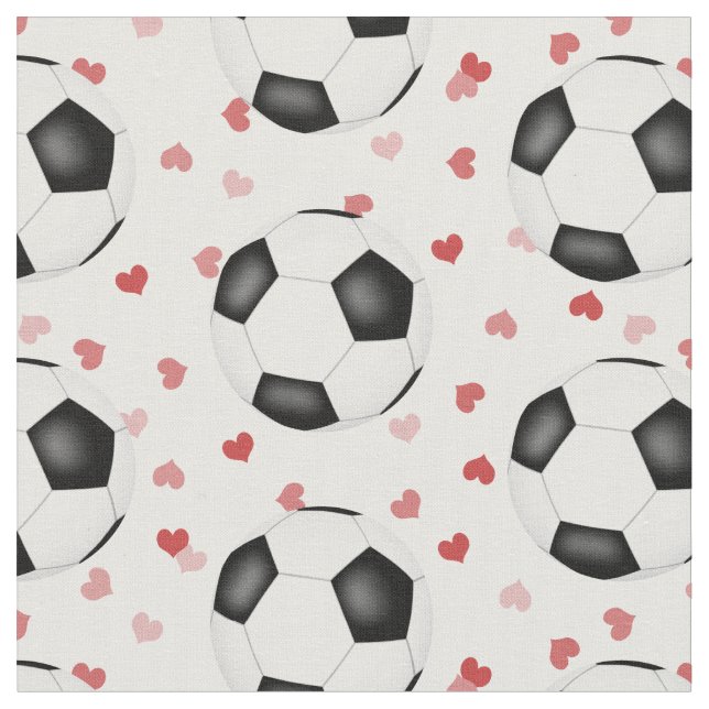 soccer balls with tiny hearts pattern sports fabric (Close Up)