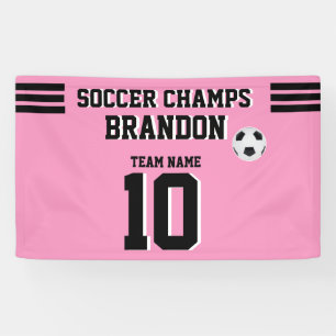 soccer banner pink black personalised player sport