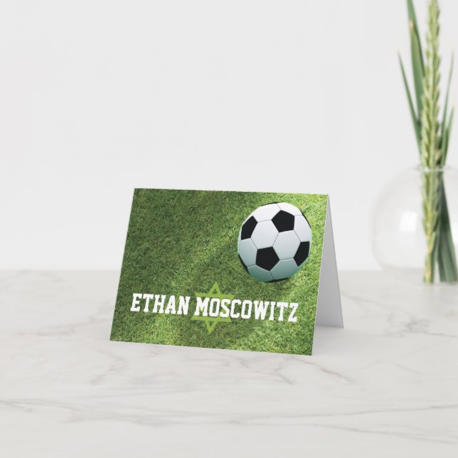 Soccer Bar Mitzvah Folded Thank You Card (Front)