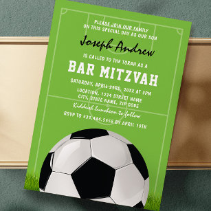 Soccer Bar Mitzvah   Football Mitzvah Invitation